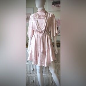 Keepsake the Label ruffled dress with wrap collar Neckline pink color size small